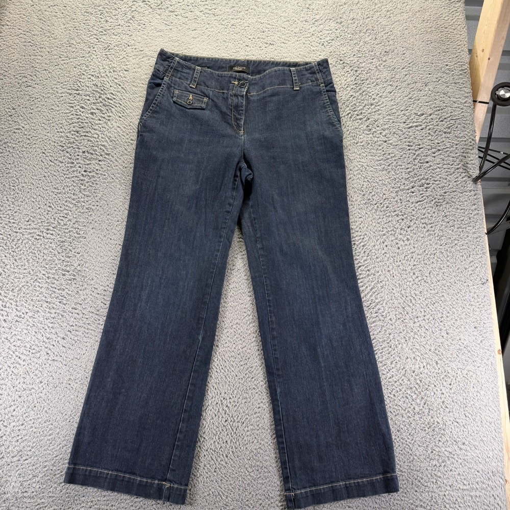 Talbots Jeans Women's 12 Blue Cotton Denim Flared Leg Workwear Stretch Travel